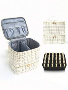 2026 Large Capacity Multifunctional Portable PU Leather Cosmetic Bag, Makeup Bag, Toiletry Bag, Makeup Organizer, Makeup Case, Manicure Supplies - 白色的 - 查看 1