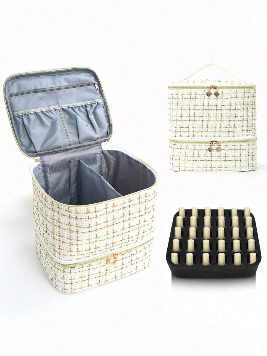 2026 Large Capacity Multifunctional Portable PU Leather Cosmetic Bag, Makeup Bag, Toiletry Bag, Makeup Organizer, Makeup Case, Manicure Supplies - 白色的 - 查看 1