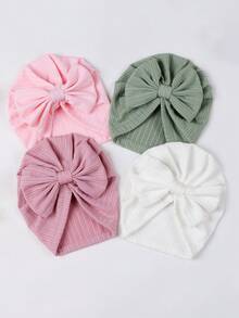 4pcs Soft Comfortable Elastic Knit Bow Headbands For Baby (0-9M) Cute Newborn Hair Accessories - Multicolor - View 12