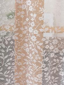 1pc Fresh Pastoral Style Small Flower Lace Cafe Curtain, Suitable For Kitchen Cabinet, Bay Window, Door Curtain Divider, Home Decor - White - View 7