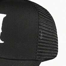 Gorra de béisbol para hombre estilo hip hop con letras, ajustable, transpirable y de malla para exteriores - Negro - Ver 2