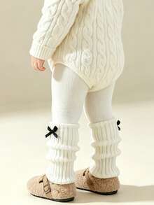 5 Pairs Girls Lace Trim Hand-Knotted Vertical Stripe Spring/Autumn Leg Warmers, Knitted Slouchy Leg Covers - Multicolor - View 4