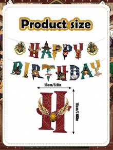 Harry Potter 哈利波特生日橫幅套裝－可客製化懸掛、簡易安裝，可搭配金色金探子裝飾盤，可重複使用，適合粉絲生日派對裝飾 - 彩色 - 查看 3
