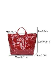 Summer Red New PVC Waterproof Women's Tote Bag, Fashionable Exquisite Floral Pattern Versatile Handbag For Commuting/Vacation - Red - View 5
