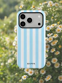 GIIPPA 1個淺藍色垂直條紋圖案設計手機 17 Pro Max 手機殼，相容於手機 16 Pro Max、15 Pro Max、14 Pro Max，韓式高端時尚趣味手機殼，相容於 11/12/13/14/15/16 Pro Max Plus，優雅設計適合男女，聖誕節、情人節、復活節、婚禮季節和生日送女友的完美禮物！ - 淺藍色 - 查看 8