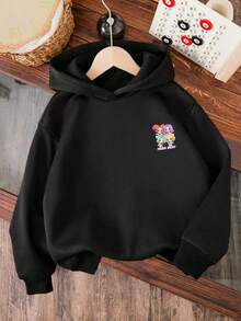 Sudadera con estampado de dibujos animados para niña preadolescente - Negro - Ver 2