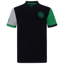 Celtic FC Mens Contrast Sleeves Polo Shirt - Black - View 1