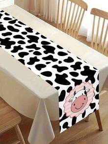 1 buah Taplak Meja Motif Sapi, 180x35cm, Taplak Meja Poliester dengan Pola Bintik Sapi, Cocok untuk Dekorasi Pesta Ulang Tahun Bertema Peternakan untuk Anak Laki-laki dan Perempuan, Perlengkapan Pesta Bayi - MultiWarna - View 6