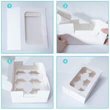 6pcs/1pc Cupcake Boxes,9.4x6.1x3.14 Inches 6 Count Cupcake Box,White Cupcake Containers With Clear Window And Six Treat Holder,Pastry And Cookie Boxes,Bakery Boxes - 6 Pills - View 3