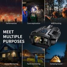 4K Night Vision Binoculars-Supporting Illumination, Fill Light, And Signal Transmission To Aid In Camping And Hunting; Features A Large 3-Inch Screen And 8x Digital Zoom; Includes 64GB Of Built-In Storage For Saving Photos, Maps, And Videos. - 黑色 - 查看 4