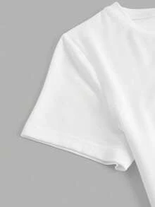 Heart-shaped sequined crew neck T-shirt, plain cotton Tee For adult, Men, Women, Teen, Teenager, adolescent, Youth - Weiss - Übersicht 4