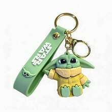 MINISO Star Wars Grogu 可愛姿勢鑰匙圈 情緒支持角色矽膠吊飾 包包掛飾 背包手提包與鑰匙裝飾配件 唯美裝飾 - 綠色的 - 查看 6