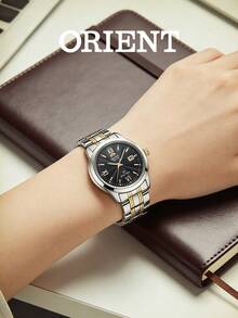 Orient Women's Classic Automatic Mechanical Watch, Two-Tone Stainless Steel Bracelet, Sapphire Crystal, 30m Water Resistant, Black Dial, Formal Women's Watch SNR1L001B0 - Silver - View 3