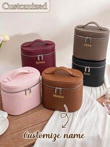 Personalized Initial Letter Makeup Bag Bridesmaid Gift Makeup Bag Leather Makeup Bag Cosmetic Box Jewelry Box Wedding Gift For Her - Multicolor - View 4