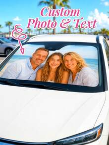 Personalized Custom Car Sunshade (For Front Windshield), Can Print Photos, Names, Text Or Logo; Foldable Design With UV Protection And Heat Insulation; Suitable As Commemorative Gift For Pet Lovers, Dog Lovers And Cat Lovers, Family Photo Keepsake; Essential Car Sunshade For Summer, Unique Car Decoration And Birthday, Anniversary Gift, Great Choice For Parents, Partners Or Car Enthusiasts. - Multicolor - View 3