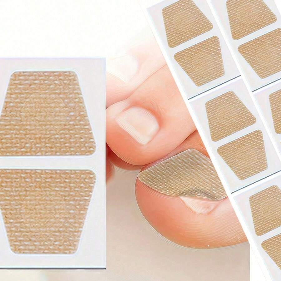 120pcs Tea Tree Oil Nail Patches For Brittle Yellow Thickened Discolored Broken Toenails, Invisible Wearable With Shoes, Skin-Friendly Long-Lasting Adhesive, Daily Foot Protection, Strong Nails - Apricot - View 1