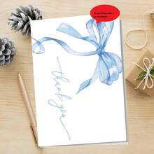12pcs Blue Bow Thank You Card Set (6 Envelopes And 6 Greeting Cards), Includes Envelopes And Greeting Cards, Suitable For Christmas, Valentine's Day, Birthday, Wedding And Other Occasions, Blank Cards - Multicolor - View 8