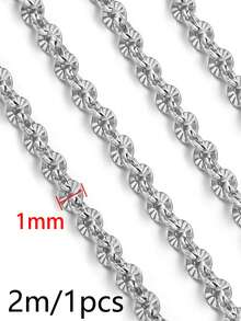 Catena piatta in acciaio inossidabile 304 placcata oro 18K lunghezza 2m con dischi rotondi vintage a raggiera di varie dimensioni, accessori per catena di gioielli fai-da-te fatti a mano - Catena (1345) - Visualizzare 13