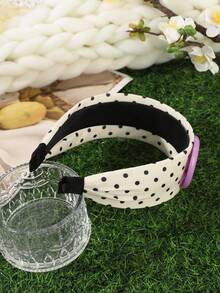 1pc Classic Colorful Button Decor Polka Dot Headband, All-Season Hair Accessory, Cute Girl Photo Prop Hair Accessory, Student Daily Accessory, Suitable For Children Back To School Season - Multicolor - View 6