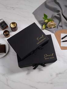 1 pieza - Caja de regalo con cinta personalizada con nombre, caja de regalo plegable, caja de regalo magnética, caja de regalo de boda, caja de regalo nupcial con nombre personalizado, tapa de caja de regalo personalizada y cinta de regalo, regalos de boda personalizados y regalos nupciales con diseño personalizado, diseña tu propio B - Multicolor - Ver 4