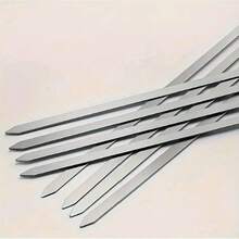 8 brochettes de barbecue en acier inoxydable avec manches en bois et sac de transport, ustensiles de cuisine multifonctionnels pour l'extérieur - défaut - Voir 6