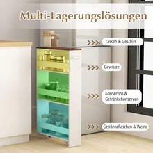 Niche Shelf With Wheels, 4 Levels Shelf Trolley With Handle, Kitchen Cabinet Bathroom Shelf Rolling Shelf For Kitchen Bathroom, Laundry - White - View 4