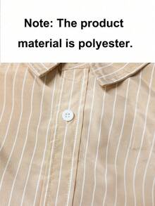 Camisa de manga corta a rayas casual/para ir al trabajo de solapa única para hombres - Albaricoque - Ver 5