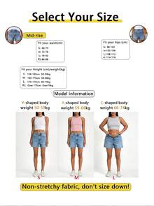Women's Non-Stretch Mid-Rise Casual Denim Shorts, Button Fly, With Pockets, Distressed Straight Leg Style - Dark Wash - View 4