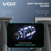 مجموعة VGR Trimmer عالية القوة، مجموعة ماكينات حلاقة كهربائية، ماكينة حلاقة شعر احترافية، سرعات قابلة للتعديل، مجموعة ماكينات حلاقة وتشذيب، شاشة رقمية، ماكينة حلاقة للرجال V-640 - متعدد الألوان - مشاهدة 5