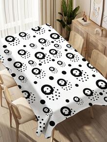 1pc Round Geometric Pattern Printed Tablecloth, Modern Style Polyester Fiber Rectangular Round Waterproof Tablecloth, Digital Printed Tablecloth Suitable For Living Room Home Use, Outdoor Dining Table, Small Round Table - Multicolor - View 7