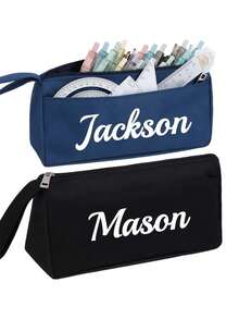 Customizable Text Pencil Case, Personalized Handheld Pencil Pouch, Large Capacity Pencil Storage Bag, Suitable For Students And Teachers, School Supplies, Gift For Classmates - Multicolor - View 9