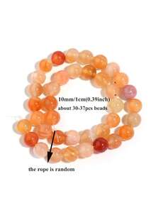 1 Strand Orange Sunstone Beads 4/6/8/10mm Round Gemstone Beads Suitable For Jewelry Making DIY Bracelet Necklace Accessories. - Orange - View 14
