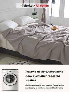 1pc Soft & Comfortable New Pure Cotton Yarn Knitted Blanket - Ultra-Thin Breathable Design | All-Season Bedding | Ideal For Summer & Night Sweating | Modern Soft Texture Blanket | Easy Care Fabric | Machine Washable, Suitable For Bed, Sofa - Perfect For Relaxing And Snuggling - Blanket - Light Gray - View 6