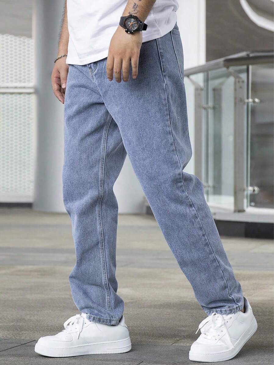 Casual And Versatile Denim Cargo Pants For Men - Blue - View 1