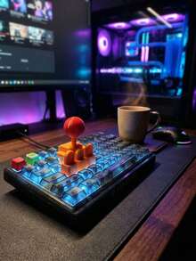 3D Printed Desktop Arcade Game Controller - WASD Game Controller, Office Desk Toy, Long Nail Friendly Mechanical Keyboard Accessory, Stress Relief FPS Gaming Tool For Teens And Adults, Keyboard Tool, Keyboard Entertainment - Multicolor - View 3