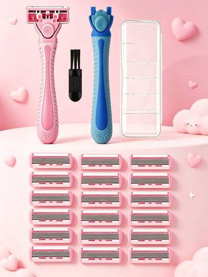 Afeitadora de depilación corporal y bikini para mujer con cuchillas reemplazables de acero inoxidable de 6 capas, cabezal de afeitadora manual de