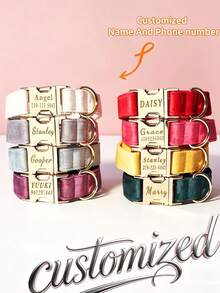 Pink Personalized Dog Collar, Puppy Collar For Wedding Gift, Luxury Pet Collar For Small And Medium Dogs, Soft Dog Collar Gift - Multicolor - View 6