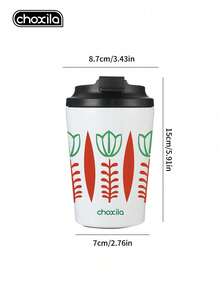 choxila 1pc 350ml Vintage Tulip Floral Vacuum Insulated Tumbler, White Stainless Steel Travel Coffee Mug With Leak-Proof Lid, Suitable For Car/Office And Daily Use, Perfect For Women, Girls And Commuters - Red and White - View 9