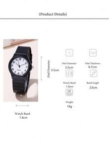 2pcs/Set Fashion Digital Face Quartz Student Watch + Bracelet - Black - View 5