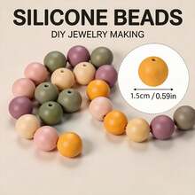 103pcs Vibrant Morandi 15mm Silicone Beads Mixed Focal/Spacer, Jewelry Making Supplies, DIY Beading Unisex For Pen Toppers, Keychains, ID Lanyards - Morandi Color Scheme - View 5