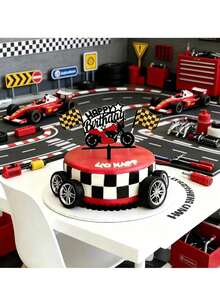 5 Sets Mini Rennwagen Reifen Tortenaufsätze, realistische Kunststoff Radnabe Dekoration, wiederverwendbare 3D runde Rennwagen Ornamente für Geburtstagstorte und Cupcake Dekoration - Mehrfarbig - Übersicht 4
