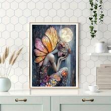 1 pièce Kit de peinture de diamant 5D motif papillon fée DIY, convient pour les débutants adultes, art de diamant mosaïque DIY, perçage complet, pour les passionnés du fait main, conception personnelle, applicable pour la décoration murale du salon, de la chambre, du bureau, peinture à suspendre, cadeau de décoration intérieure surprise pour les vacances pour la famille et les amis, sans cadre [30*40cm/11.8*15.7in][40*50cm/15.7/19.7in] - Pas de cadre - Voir 5