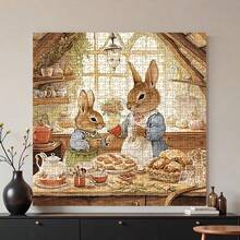 500 Pieces Adult Mini Jigsaw Puzzle Boxed - This Precision-Cut Puzzle, Themed With A Cozy Rabbit Home Tea Party, Is Made Of Scratch-Resistant Material Suitable For Adult Challenges. The High-Difficulty Design Exercises The Brain, Making It A Great Family Entertainment Item, DIY Home Decor, Or Art Collectible. Perfect As A Halloween Or Christmas Gift, Adding Fun And Artistic Flair To Life. - Multicolor - View 6