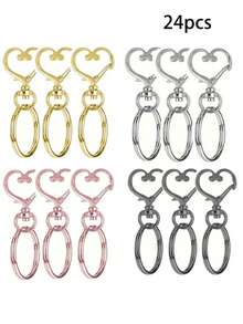 20pcs/Set Gancho Giratorio en Forma de Corazón con Anillo para Llaves - (10pcs Llaveros + 10pcs Anillos para Llaves) Hebilla de Resorte Metálica Colorida, Adecuado para Manualidades DIY, Joyería - Multicolor - Ver 16