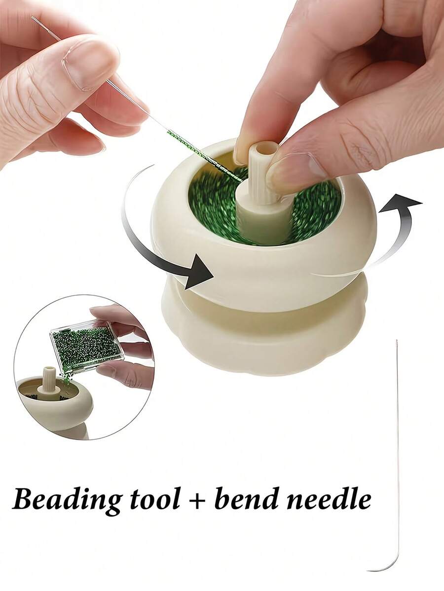 Manual Rotating Bead Set, Plastic Bead Bowl, Electric-Free Beading Tool, Suitable For Beading, Bracelet Making, Compatible With Various Bead Styles And Threads, Compact And Portable Design - Multicolor - View 1