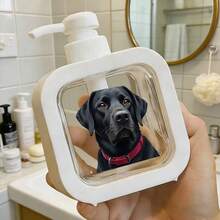 1pc Home Bathroom Dispenser, Black Labrador Design Soap Lotion Pump Bottle, Manual Pump Refillable Bottle, Durable Plastic Material, Reusable Container, Sturdy And Portable, Suitable For Bathroom, Kitchen, Sink, Toilet - Multicolor - View 1