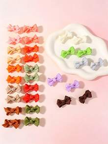 Juego de 10 piezas/40 piezas/60 piezas de pinzas para el cabello acanaladas hechas a mano para niñas, pasadores de mariposa de unicolor, adecuados para uso diario. - Multicolor - Ver 5