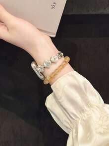 Huastonband 星光色女款手錶錶帶，適用於 ，時尚鑽石鑲嵌花卉設計金屬不鏽鋼，適用於 38/40/41/42/44/45/46/49mm，適用於 Series Ultra/SE/S11/S10/S9/S8/S7/S6/S5/S4/S3，夏季海灘優雅女飾配件 - 星光色 - 查看 10