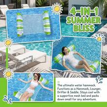 Gradient Stripe 2-Tube Inflatable Water Hammock Float, Portable Pool Floating Lounge Chair For Beach Swimming Pool - Green - View 1