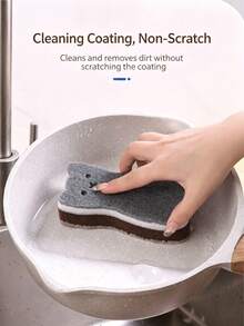 1/4pcs/Set Cat-Shaped Kitchen Sponge Cleaning Set, Cute Kitten Dishwashing Sponge, Double-Sided Non-Scratch Cleaning Sponge, Thickened Dishwashing Cleaning Tool, Suitable For Bowls, Pots And Kitchenware, Perfect For Kitchen And Bathroom Cleaning - Multicolor - View 6